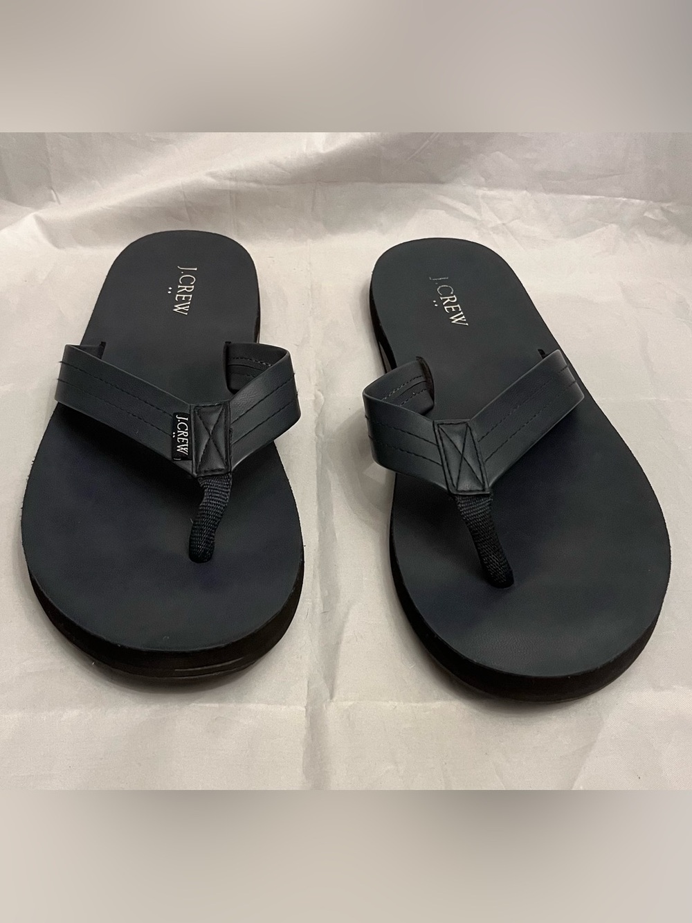 J. Crew Black Leather Thong Sandals with Branded Tag